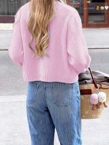 Nuevo cárdigan de punto de unicolor con botones y bolsillos, versátil para uso diario, otoño/invierno, Navidad, Año Nuevo