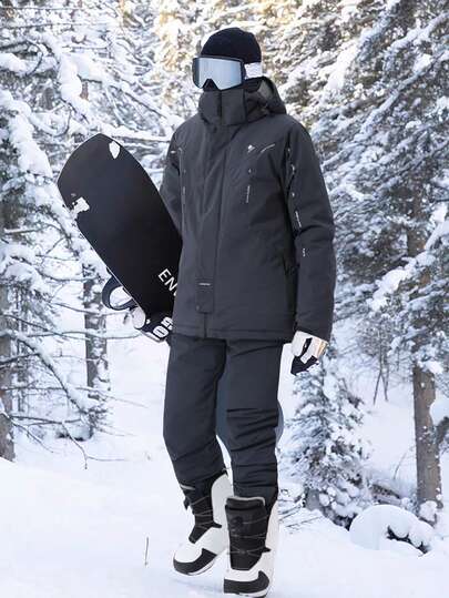 2pcs/Set Boyfriend Style Men's Sport & Outdoor Sports Suit Ski Jacket And Pants, Professional Sports & Leisure Wear HX5594-1 Ski Outfits