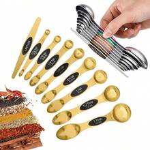 5/9pcs Magnetic Measuring Spoon Set, Double-Sided Tea Spoon Measuring Spoons, Heavy Duty Stainless Steel Measuring Spoons With Level, Suitable For Measuring Dry And Liquid Components, Accurate Measurement - Coffee Scoop, Baking Tools, Measuring Spoons For Home, Precise Measurement, Double-Headed Measuring Spoon Set, Kitchen Utensils, Apartment Essentials, Halloween & Christmas Gifts - - - View 6
