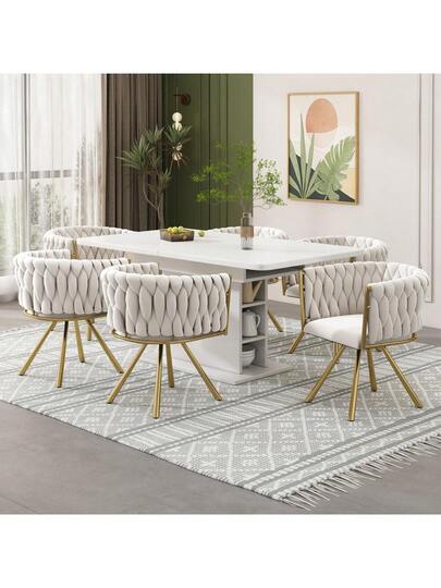 Dressing Chair, Piece, Luxe Swivel Bedroom Leisure Four Metal Support Legs, Roze view 2