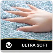 Bathroom Rugs 30x20, Extra Soft And Absorbent Microfiber Bath Mat, Non-Slip, Machine Washable, Quick Dry Shaggy Bath Carpet, Suitable For Bathroom Floor, Tub, Shower (Medium, Light Blue){Inchcolor_nameinch:InchLightBlueandWhiteinch,Inchsize_nameinch:Inch30\Inchx20\Inchinch} - 淺藍和白 - 查看 3
