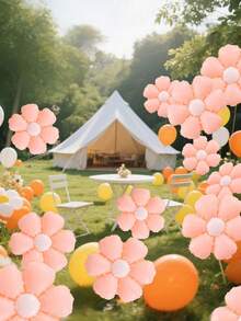 15个粉色向日葵铝箔气球，粉色雏菊气球，适用于生日、婚礼、周年纪念、求婚、情人节装饰、派对，室内外均可使用，营造氛围的装饰气球 - 彩色 - 查看 3