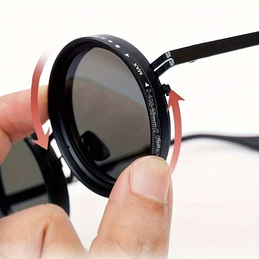 Men's Handmade Retro Lycra Style Fashion Glasses - Rotating Polarized Gradient Lenses, 9-Level Adjustable Frame, Durable Plastic And Magnesium Alloy, Includes Protective Case| Suitable For Travel, Camping, Role-Playing Parties And Events, Camping Glasses, Fashion Glasses, Polished Surface - màu đen - Xem 1