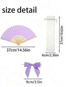 3/15/30件套，夏季紫色系列婚礼礼品扇套装，女士折扇，绿色系列蝴蝶结，透明沙袋，婚礼派对装饰。适用于新娘礼物派对、生日派对回礼、伴娘拍照道具、夏季扇子、活动和派对用品，多件装派对礼品袋。 - 紫色 - 查看 6