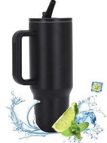 Tumbler With Handle & Simple Flip Straw - Car Cup Holder Friendly, Leak Resistant Water Bottle-Reusable Insulated Stainless Steel & Rubber Base - Gifts For Women & Men / 14oz/40 Oz - Multicolor - View 1