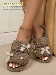 shensongni 女士毛绒拖鞋、动物拖鞋、泰迪熊拖鞋、黑色拖鞋、可爱拖鞋、时尚拖鞋、EVA薄底拖鞋、轻便拖鞋、软底拖鞋、静音拖鞋、适用于硬木地板、卧室拖鞋、室内拖鞋、家居拖鞋、庭院拖鞋、办公室拖鞋、酒店拖鞋、地毯拖鞋、卡通拖鞋、毛绒拖鞋、女士拖鞋 - 咖啡棕 - 查看 5