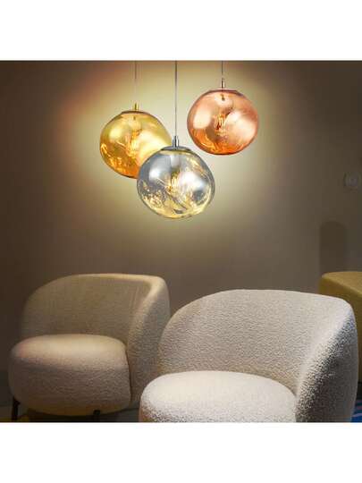 Alpinaluz Suspension Of Ceiling Avec Abat-Jour En Verre Doré Métallisé Au Design Moderne, Douille E27 Pour Salon Et Alle à Manger. view 6