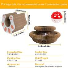 1pc Cat Scratching Board Toy With Bell, Interactive Magic Scratch Pad To Relieve Cat Boredom, Made Of Corrugated Cardboard, Magnetic Design (Can Be Extended), Random Ball Color - Brown - View 3