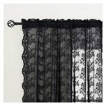 Black Floral Lace Sidelight Curtains For Front Door 72 Inch Length Boho Goth Sheer Front Door Curtains For Glass Window Coffin/Dark/Halloween/Spooky/Skull/Moody/Witch/Creepy Room Decor 52"W X 72"L - 多色622 - 查看 2