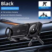1pc Folding Screen Fast Charging Automatic Clamping Car Phone Holder With Adjustable Horizontal And Vertical Angles For Dashboard - 15W Wireless Car Charger Compatible With All Ph//O/Nes - IPh/O///Ne 15/14/13/12/11 Pro Max/Xs, Sa///M/Sung Galaxy S24 Ultra/S23/S22/S21/S20/S10+/Fold6