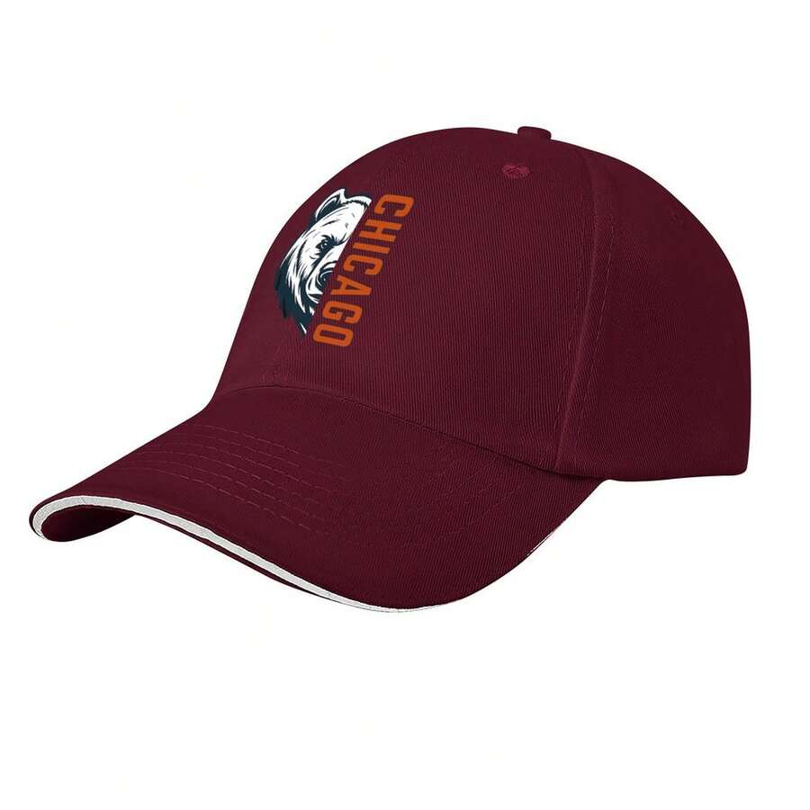 "Chicago Bear" Baseball Cap, Suitable For Sports Fans And City Style Admirers, Thematic & Durable. - đỏ thẫm - Xem 1