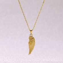 18k Gold Plated Titanium Steel Minimalist Angel Wing Pendant Necklace, Stainless Steel Chain Necklace, Jewelry, Suitable As Gift For Couples Or Friends