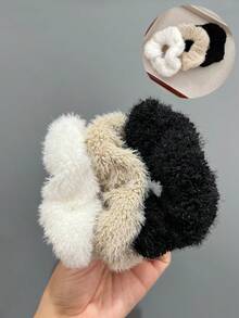 3件装女士缎面镶钻宽发圈，优雅精致，弹性极佳，不伤发，基础款时尚发圈，尽显奢华高端质感，适合日常打造优雅发髻和扎马尾辫。