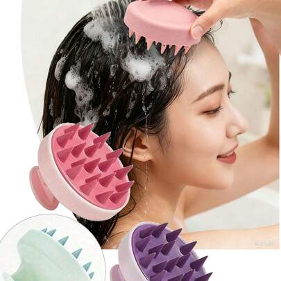 1 pieza Cepillo masajeador de cuero cabelludo de silicona suave, adecuado para mujeres con cabello largo, cepillo de champú de textura de gel suave, herramienta de limpieza y exfoliación del cuero cabelludo, promueve el crecimiento del cabello, uso en seco y húmedo, accesorio para el cuidado del cabello