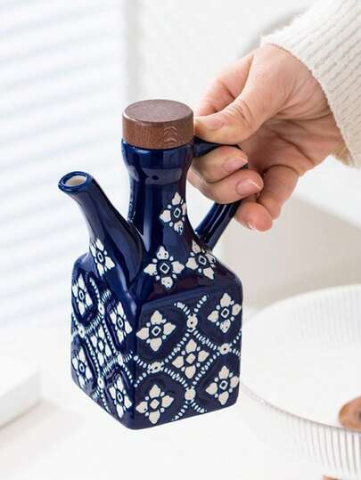 美式陶瓷油壶250/400ml大容量家用油瓶辣椒油瓶酱油醋壶厨房调料瓶客厅餐桌茶壶家居装饰