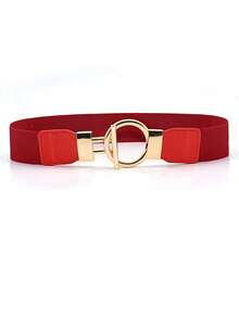 1/3pcs Elastic Waist Belt Set, Black/Red/White Elastic Waistband, Alloy Buckle Decoration For Clothes, Pants, Skirts, Versatile - Multicolor - View 9