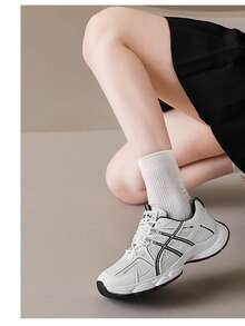 Zapatos deportivos casuales para mujer, con patrón geométrico, cordones, patchwork, adecuados para actividades al aire libre en todas las estaciones - Gris - Ver 12