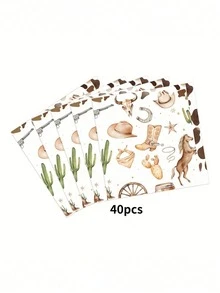 مناديل ورقية سميكة ناعمة ذات طبقتين بطباعة الغرب الأمريكي، مقاس مفتوح 33 سم * 33 سم، مناسبة لحفلات الزفاف والشاي وأعياد الميلاد والحفلات والزينة والمناسبات العطلات