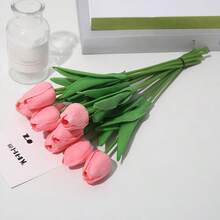 6pcs Mini Tulip Artificial Flowers, Home Living Room Decor, Floral Arrangement Materials, Lifelike PU, Wedding Greenery Floral Decor
