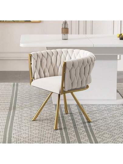 Dressing Chair, Piece, Luxe Swivel Bedroom Leisure Four Metal Support Legs, Roze