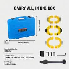 Juego de compresor de resorte de puntal , kit de compresor de resorte de puntal Macpherson, herramienta extractora de bobina de puntal de horquilla intercambiable, con funda protectora amarilla y estuche de transporte - Puntal Macpherson - Ver 7
