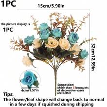 1/3/80 Stück künstliche Seide Rose & Eukalyptus Blumenstrauß, Valentinstag Geschenk, Hochzeitsdekoration DIY Kranz Material, Brautstrauß Accessoire, Hochzeitsauto Dekoration, Bogen Dekoration, Zuhause, Restaurant, Schlafzimmer, Vase Dekoration, Geburtstags Party Dekoration, Neujahrs Geschenk - Blau - Übersicht 2