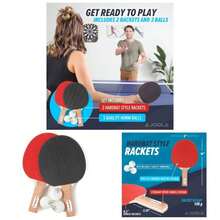 Essentials Duel 2 - Player Table Tennis Racket Set With 2 Pong Paddles 3 Balls - Pips Out Hardbat Pong Rackets Great All Playing Levels Ages - White Pong Balls - Duel Set - View 1