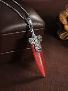 1件男士复古个性化玉剑吊坠项链，送给男友或朋友的礼物 - 寶劍 - 查看 7