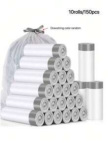 15/75/150 piezas Bolsas con cordón Trash, adecuadas para cocina pequeña, baño, dormitorio, extra resistentes, bolsas de basura sin olor, Disposable Bag Bolsa, forros de latas, artículos de limpieza, uso comercial, aptas para la cocina, sala de estar, cuarto de baño y oficina