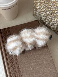 Beige Plush Ball Banana Clip