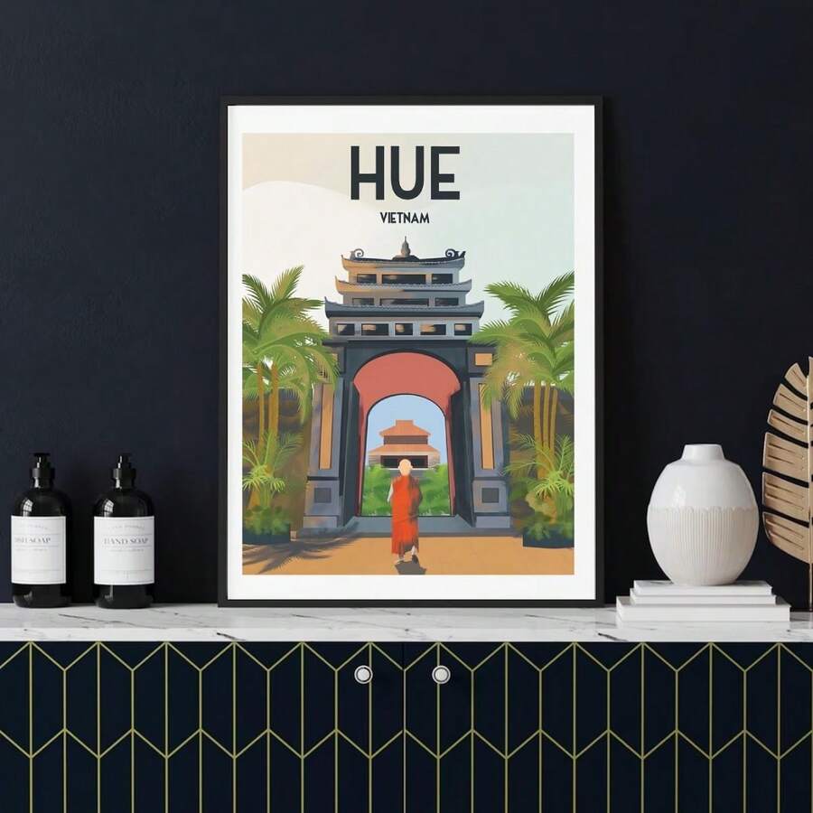 鲜艳的色调，越南海报：11.81X15.75英寸帆布艺术 - 东南亚墙面装饰 - 防水防紫外线 - 彩色 - 查看 1