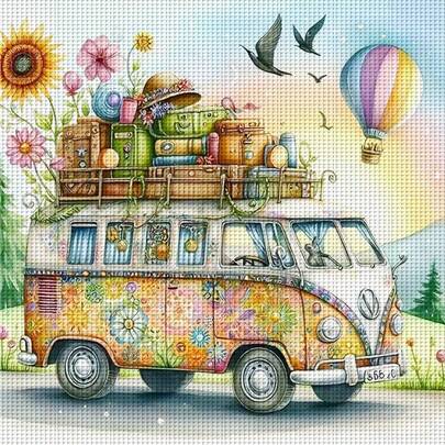 1 Bộ Trang Trí Giáng Sinh - Bộ Tranh Thêu Chữ Thập Xe Cắm Trại Du Lịch, Vật Liệu Thủ Công Mỹ Nghệ, Tranh Thêu Chữ Thập 11CT, Quà Tặng Giảm Căng Thẳng Thủ Công Sáng Tạo. Bộ Tranh Thêu Chữ Thập In Hình Trang Trí Nhà Cửa, Thích Hợp Cho Nghệ Thuật Thêu Đan Trang Trí Nhà Cửa. Không Bao Gồm Khung Tranh