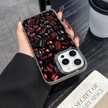 Colorful Silver Apple Phone Case Exquisite Roasted Coffee Beans Rich Aroma In Every Bean Compatible With  11 To  17 Models The Cases Lens Protection Function Ensures The Camera Remains Undamaged During Shooting, Guaranteeing Image Quality - Black - View 3