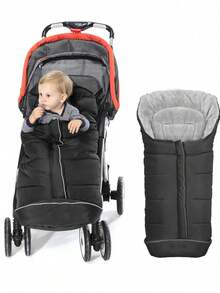 1PC Universal Black Thicken Stroller Bunting Bag Multi-Zippers For Baby Outside Footmuff