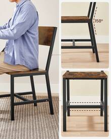 VASAGLE - Juego de 2 sillas de Comedor rústica de Madera con Marco de Acero metálico, fácil de Montar, Asiento cómodo, Moderna Silla de Granja para Cocina, recámara, Sala de Estar, café rústico y - Amarillo - Ver 4