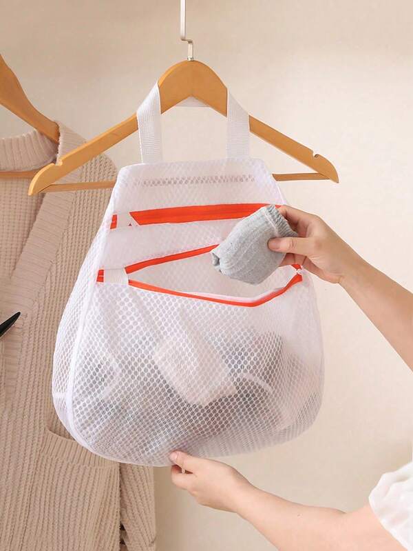 Bolsa de lavandería de malla de panal con cremallera doble y multifunción para suéteres y ropa interior