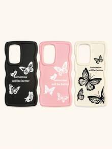 3pcs Luxury Creative Butterfly Print Matte Soft Phone Case, Compatible With IPhone & Galaxy Phones - Multicolor - View 27