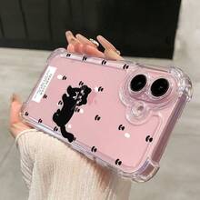 Cubiertas Protectoras para Teléfonos: Silicona Suave Transparente con Estampado de lunares y gato | Compatible con Samsung (Series A, S, Note 10/20),  (16, 15, 14, 13, 12 Pro Plus, X, XS Max) y OPPO, Redmi, , Honor - transparente - Ver 4