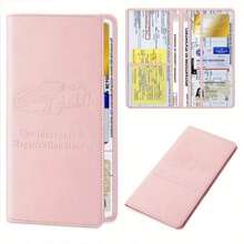 PU Leather Car Registration And Insurance Holder, Vehicle Registration And Insurance Card Holder For Car, Auto Document Holder Glove Box Organizer Car Insurance Folder, Auto Glovebox Organizer Car Glove Compartment Organizer For Women And Men - Pink - 粉紅色的 - 查看 7