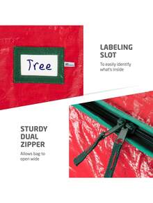 圣诞树收纳袋 - 可存放 7.5 英尺人造圣诞树，耐用防水材质，拉链袋，提手，防尘、防虫、防潮 - 彩色 - 查看 7