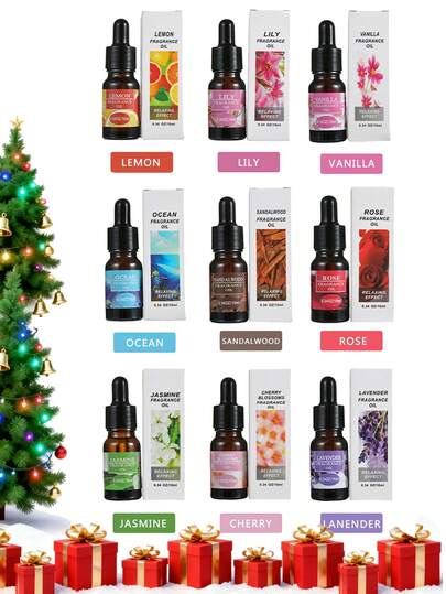 6 st/4 st/1 st 10 ml eterisk olja för aromaterapidiffusor, lämplig för aromsten, arombrännare, aromdiffusor, luftfuktare, juldekoration julatmosfär tar bort lukter för att öka aromen av stresslindring humör för att hjälpa sömn julklapp aromaterapi bil luftfräschare juldekoration