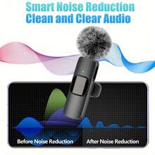 [Kabelloses Lavalier-Mikrofon] Kabelloses Lavalier-Mikrofonsystem | Einknopf-Aufnahme, Clip-Design, USB Typ-C, für Live-Streaming, Outdoor-Video, Gaming, kabelloses Lavalier-Mikrofon für USB-C Smartphones, geeignet für Audio- und Videoaufnahmen, Live-Gaming, Interviews und Vlogging