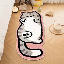 1 szt. dywanik w kolorze szaro-różowym z kreskówkowym wzorem w kształcie kota, materiał ze sztucznej wełny, uroczy, puszysty, pluszowy dywanik w kształcie kota, antypoślizgowy spód z tworzywa TPR, odpowiedni do użytku w pomieszczeniach o każdej porze roku - pasuje do sypialni, pokoju gier, salonu, łazienki i pralni - dywan dekoracyjny do domu, trwały i nadający się do prania w pralce - prezent na Boże Narodzenie, dla miłośnika kotów, na parapetówkę, Święto Dziękczynienia i Boże Narodzenie! - Wielokolorowe - Zobacz 5