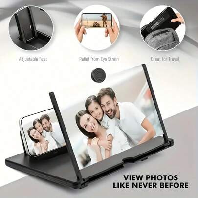 Mobile Phone Screen HD Magnifying Glass Bracket-, Mobile Phone Bracket, Easy To Turn The Mobile Phone Into A Tablet, Free Hands, Eye Protection Design, Foldable And Portable, Hands-Free Viewing, Compact Design, Adjustable Bracket, High-Quality Bracket, Tablet Adapter, Smart Phone Users, Video Viewers