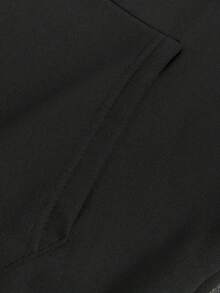 Envío dentro del país | Sudadera con Capucha negra, Diseño Relajado con Estampado, Bolsillos Espaciosos, Perfecta para Otoño e Invierno, Casual y Abrigada - Negro - Ver 4
