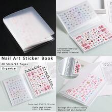 1Pcs 40 Slots Transparent Stickers Storage Book Nail Sticker Organizer For Decals Collecting Empty Display Book Collecting Holder Binder Case Sticker Storage Album DIY Nail Art Tools - 薰衣草 - 查看 1