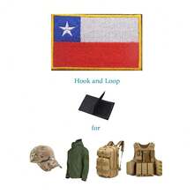 2 PCS  Chile Flag Patches Embroidered Tactical Military Morale Patch Applique Fastener Hook And Loop{Inchcolor_nameinch:InchChileinch} - Chile - View 6