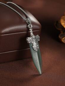 1件男士复古个性化玉剑吊坠项链，送给男友或朋友的礼物 - 寶劍 - 查看 5