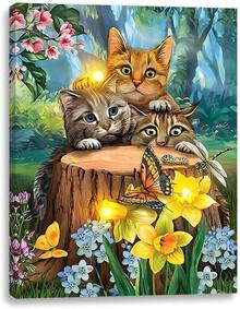 2025 Christmas Canvas Wall Art Print 12" X 16" With Timer | LED Lighted Design - Cats Butterfly Fun - View 7