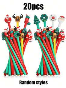 20/10pcs Cute Cartoon Christmas Gel Pen Set, Random Christmas Theme Ballpoint Pen, Suitable For High-Quality Christmas Event Sharing Small Gifts, Student Prizes, Stationery Gifts, Student Party Gifts, Classroom Prizes, Back To School Gifts, Office Supplies, Christmas Stocking Fillers, Christmas Gift Box Fillers, Random Styles Of Christmas Gifts - Multicolor - View 13